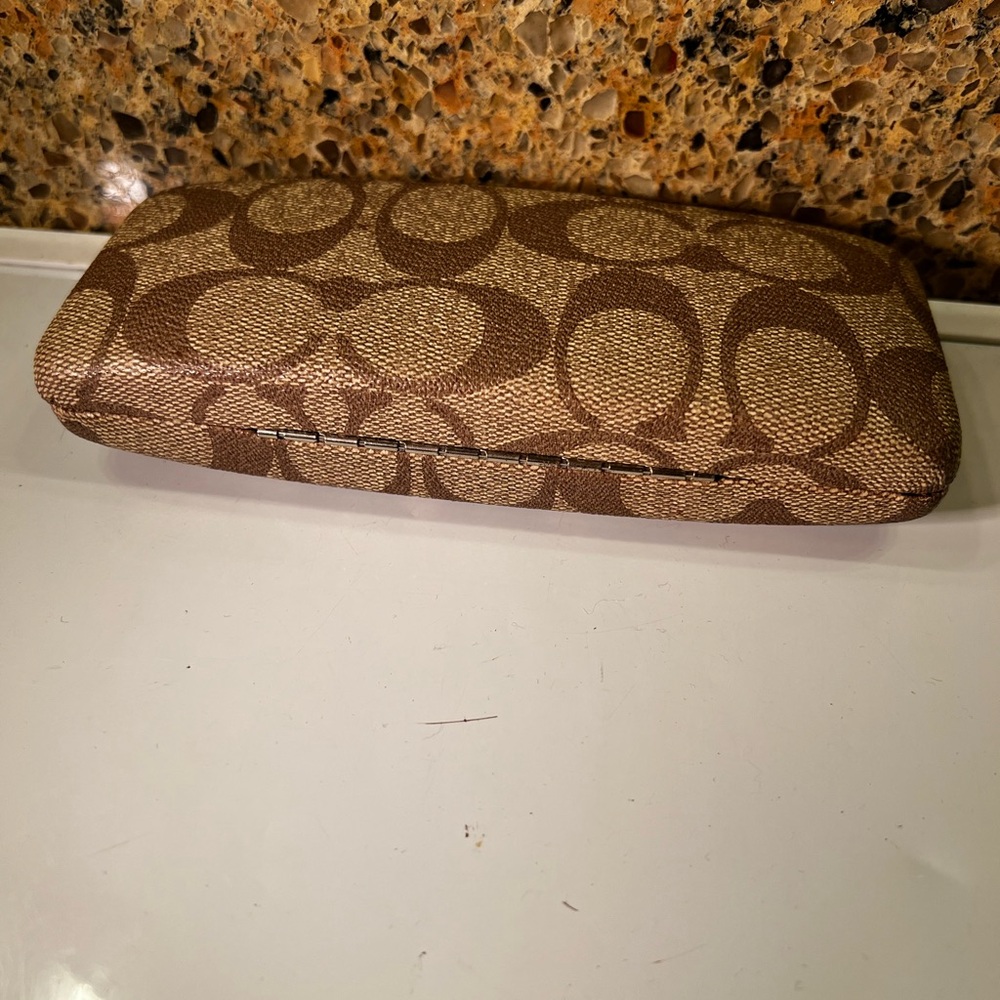 Coach Tan and Brown Patterned Eyeglass Case